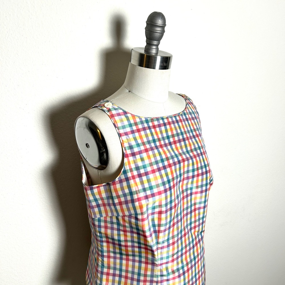 Talbots Rainbow Silk Gingham Check Sleeveless Shell Top Vintage Womens Size 8P